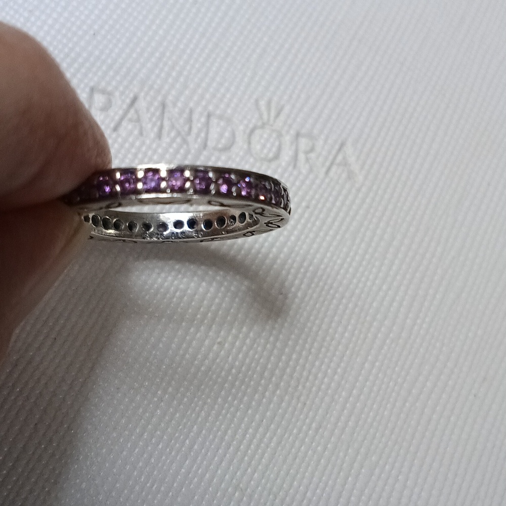 Pandora Vintage Stirling Silver Purple CZ Eternity Band Ring